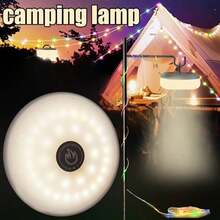 太阳能露营灯串，39.4 英尺仙女灯串，四合一便携式防水露营灯，8 种照明模式，可悬挂充电帐篷灯，适用于圣诞装饰、庭院派对等场合。