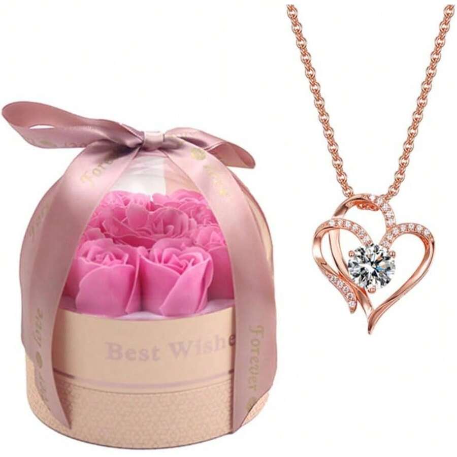 CYPNConjunto Collar Rosa Eterna Conjunto de Caja de Flor Eterna Regalo Romántico para Mujer San Valentín Aniversario de Bodas Día de la Madre Aniversario RosaFashion - 219361235 - Ver 1