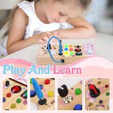 Unicorn Wooden Busy Board Sensory Toys with 8 LED Light switches,Christmas Travel Toys Montessori Toys for 1 Year Old Babies Toodler,38965188 - Rosa coral - Ver 5