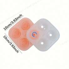 1pc 4-Grid Rose-Shaped Ice Cube Mold - Multifunctional Chocolate, Jelly, Cocktail, Whiskey Tray For RV Party, Kitchen, Refrigerator - Perfect For Bakery, Party, And Everyday Use - Multicolor - View 4