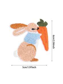 10pcs Easter Bunny Patch, Rabbit And Carrot Pattern Easter Theme Sew Iron On Patches DIY Motif Applique Patches For Clothing Jackets Shoes - Multicolor - View 2