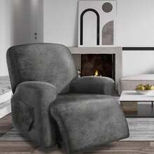 Trugenix-Recliner Sofa Covers - Leather Like Recliner Sofa Covers 3 Seater Recliner Couch Covers For 3 Cushion Couch 8 Pieces Washable Stretch Reclining Sofa Slipcovers (Brown)-GP - 02-淺灰色 - 查看 2