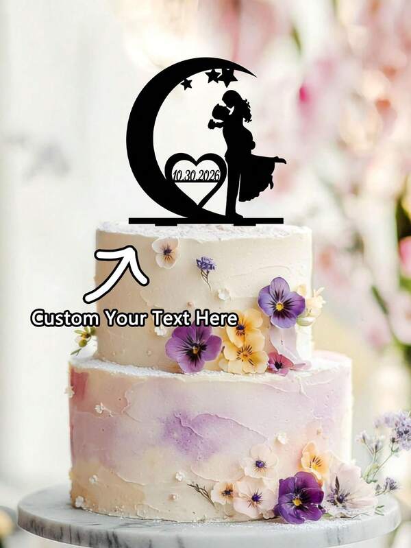 Custom Mr & Mrs Moon Cake Topper - Moon Wedding Cake Topper, Love You To The Moon Cake Topper, Moon Themed Wedding Cake Topper