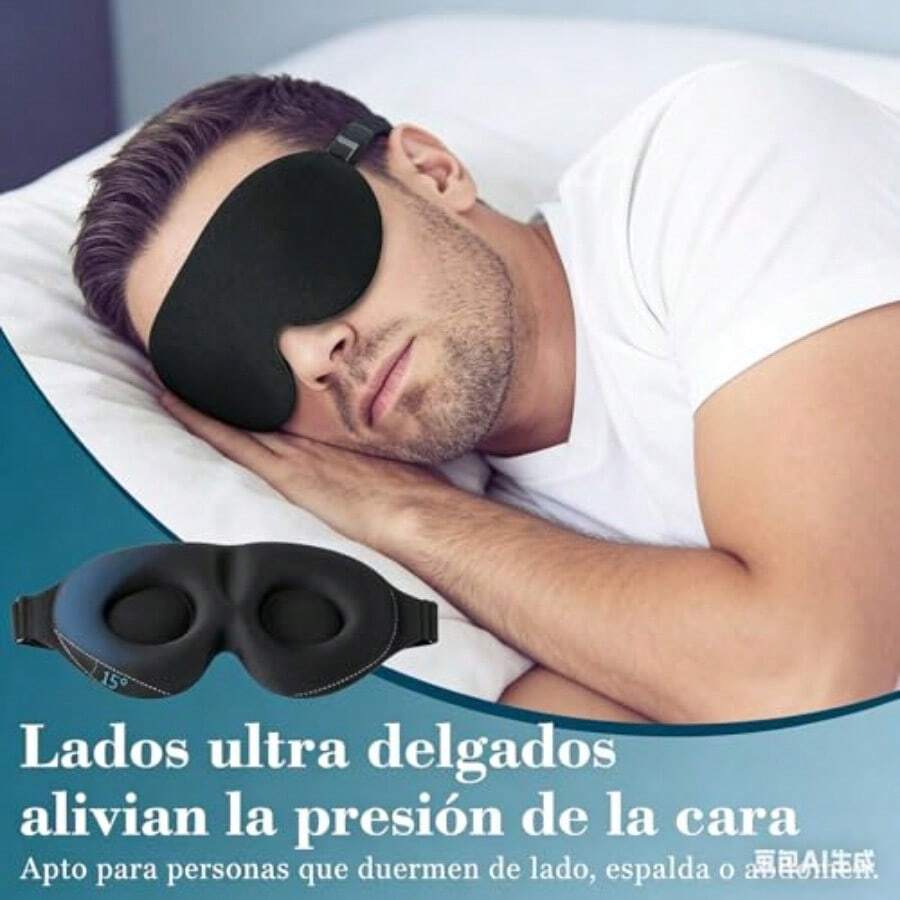 Antifaz para Dormir 3D para Mujeres y Hombre Auriculares de Diadema Máscara Una Oscuridad Absoluta Auriculares para Dormir Ajustable Oficina Viajes Yoga 4 Juegos en -0002 - 4 Colores Disponibles - Ver 1