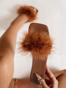 女士平底凉鞋，百搭黑色蝴蝶结休闲露趾凉鞋，2025夏季新款休闲沙滩鞋，户外塑料拖鞋 - 棕色 - 查看 3