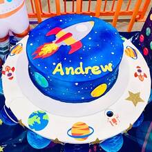 24 件飞机、地图、宇航员、地球、星星、月亮蛋糕装饰，婴儿太空主题派对蛋糕装饰 - 彩色 - 查看 6