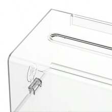 1 pieza Caja de donación transparente Caja de votación segura para recaudación de fondos con cerradura y soporte para cartel extraíble, caja de votación y rifa de uso múltiple, tarro de propinas, almacenamiento , dinero, tarjetas, boletos, recopilación de comentarios, plástico, 6.3" X 4.6" X 3.9" - Multicolor - Ver 10