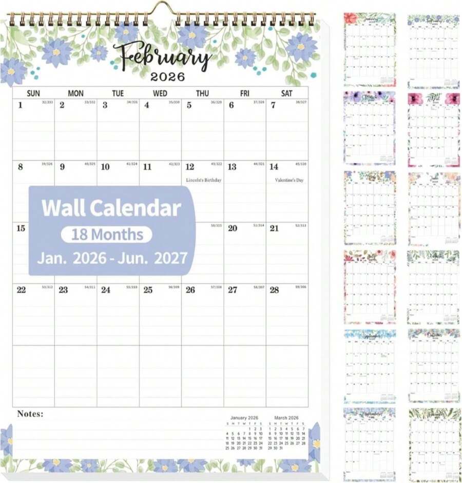 Wall Calendar 2026, Monthly Wall Calendar 2026-2027, JAN 2026 - JUN ...