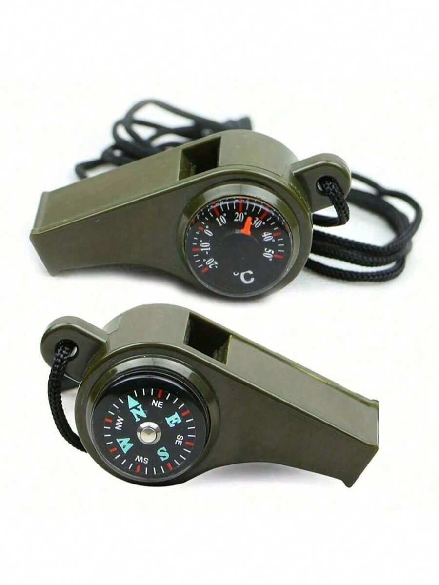 3-In-1 Emergency Whistle With Compass And Thermometer - Ideal For Track & Field, Camping, Hiking, Outdoor Adventure, Referee And Cheerleading Use - View 1