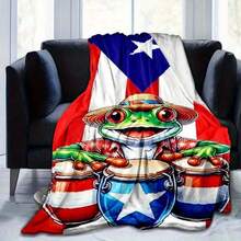 Puerto Rican Themed Flannel Blanket - Vibrant Cultural Prints With Flags, Symbols & Puerto Rico Text - Soft Warm Travel Digital Print,Suitable For All Seasons,      Washable And Machine-Washable, Lightweight, Breathable, Comfortable, Warm,  Unique, 280gsm For Him And Her, Perfect For Naps, Camping, Travel, Family, Daily Life, Office Decoration, Birthday Anniversaries, Valentine's Day, Thanksgiving, Christmas, Halloween, Mother's Day, Father's Day, Wedding,   New Year Gifts Provide Personalized Ideal Gifts For Her, Him, Family Members, Boyfriends,  Girlfriends, Fathers, Family Members, Mothers, Lovers,   Daughters, Sons,   Grandfathers, Grandmothers,     Friends, Classmates And Pets.     Sofa,Bed,Car,Bedroom,Living Room,Office,  Outdoor Camping, Beach,Wall Decoration - Nhiều màu 21 - Xem 5