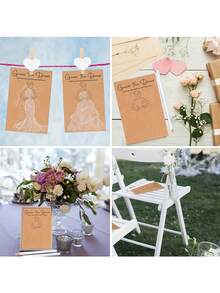 10pcs/Set Bride Riddle Game DIY Wedding Party Supplies, Includes 5 Game Cards And 5 White Pencils, Interactive Guessing Game For Guests And Wedding Decor, Fun Wedding Party Game Accessories - Multicolor - View 6