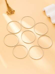 8pcs Minimalist Metal Bangle Set, Punk Gothic Style 8pcs Smooth Surface Bracelet Set, Suitable For Daily Wear