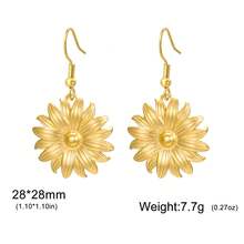 1对时尚女士不锈钢向日葵吊坠耳环，复古耳环，向阳而生，送朋友的礼物 - 時尚系列 - 查看 12