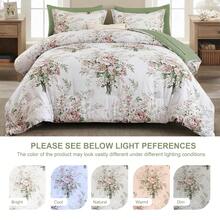 7 Pieces Purple Floral Comforter Set King Size, Soft Microfiber Green Bed In A Bag Comforter Set With Sheets For All Season,Home ,Bedroom Decor ,Perfect Gift For Valentine's Day, Women's Day & Weddings ,Essential Household Supplies - 綠色 - 查看 8