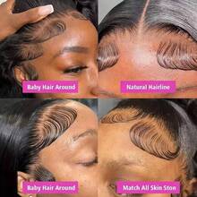 200% Density Body Wave Lace Front Wig, 13x4 13x6 HD Transparent Lace Front Wig, Pre-Trimmed Hairline, 34 Inch Glueless Body Wave Human Hair Blend Wig, Suitable For Daily Wear Or Occasions - Natural & Black - View 7