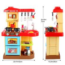 Red Pretend Kitchen Roly Play Set W/30 Accessories Lights Sounds Kids Gift Toys - Red - View 3