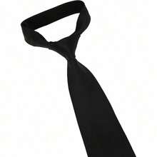 1pc Men's Solid Color Necktie, Black 8cm Formal Business Tie, Perfect For Wedding Casual Men Necktie - 黑色 - 查看 4