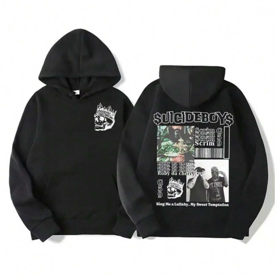 Famous Rap Uicideboys With Printed Hoodies Hoodies For Men And Women Fashion Hip-Hop Harajuku Street Fashion Sportswear - 黑色 - 查看 1