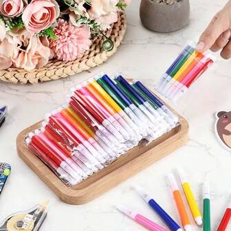 迷你水彩笔套装，6/18/30/60支装，色彩鲜艳，可水洗，适用于绘画、涂色、书法、手工制作、日记和团体艺术活动