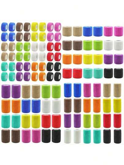 48/24/16/12/8/6/4片装，12种颜色。自粘绷带。透气自粘绷带。卷装。弹性自粘胶带。适用于拉伸运动、体育活动、手腕、脚踝、兽医用途。尺寸：2.5厘米/5厘米/7.5厘米/10厘米*450厘米。