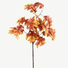 Artificial Fall Oak Tree Leaves Stems 8 PCS, Fall Decorations For Indoor Outdoor Halloween Than1ks 1giving Farmhouse Arrangement Decorations For Front Door Wedding Centerpieces In Autumn - 橡樹葉(橙黃色) - 查看 9