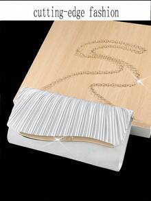 Satin Material One Satin Face Evening Bag Ladies Pure Hand Full Diamond Vintage Folding Hand Gold Ladies Dinner Bag European And American Vintage Skew Bag Hollow Senior Bag Crossover New Pearl Fringe Dinner Bag European Fashion Style Shoulder Span Bag - Silver - View 3