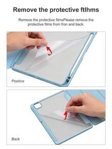 TPU Leather Flip Cover Case Compatible With Ipad A16 (11th/10th Gen), 9th/8th/7th Gen (10.2"), IPad Air (10.9"), IPad Pro (11"), IPad Air (13"), IPad Pro (12.9"), Ice Blue - Baby Blue - View 4