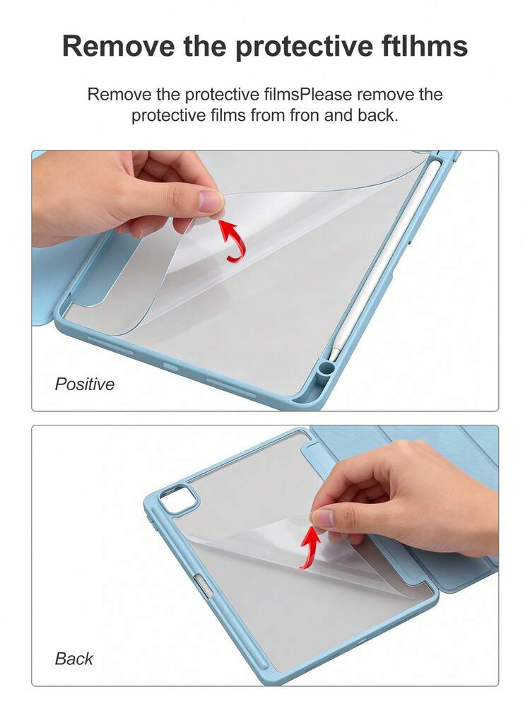 iPad A16 (第11世代/第10世代)、9世代/8世代/7世代(10.2インチ)、iPad Air (10.9インチ)、iPad Pro (11インチ)、iPad Air (10.9インチ)、iPad Pro (12.9インチ)用 TPUレザーフリップカバーケース アイスブルー - ベビーブルー - 見る 3