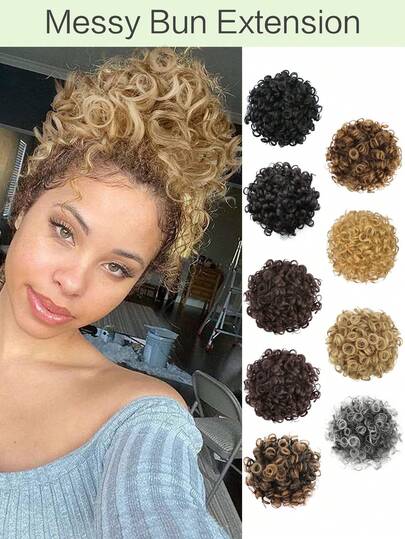 80g Women's Messy Bun Hair Piece, Elastic Drawstring Loose Wavy Curly Hair Bun Hairpiece, Synthetic Hair Bun For Daily Wear