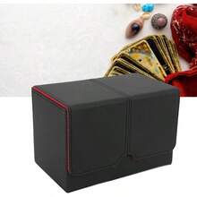 sdeCaja de Baraja de Cartas Estuche de Almacenamiento de Tarjetas de Cuero PU Estuche Organizador de Soporte de Almacenamiento Comercial Se Adapta a 160 Cartas para Cartaskiu - negrorojo - Ver 5