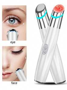 350mAh电动面部及眼部按摩器，带微振动和加热功能，放松眼部肌肤，淡化黑眼圈、眼袋和皱纹 - 白色 - 查看 13