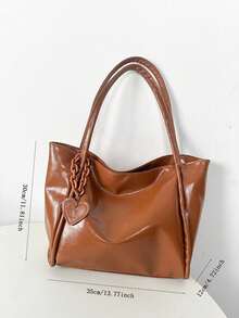 Túi xách da mềm dung tích lớn mới năm 2026, phù hợp cho học sinh, đi làm, xách tay, đeo vai/khoác tay, thiết kế độc đáo, phong cách đường phố/Nhật Bản dành cho nữ, túi xách nữ mới. - màu nâu - Xem 7