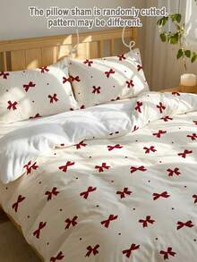2pcs/3pcs Set Red Classic Polka Dot Bow Retro Ladylike Digital Print Duvet Cover Set (1 Duvet Cover + 2 Pillow Shams, Comforter Not Included), Soft & Skin-Friendly Polyester Fabric, Suitable For Daily Use, All Seasons, Applicable For Master Bedroom, Guest Room And Secondary Bedroom. - Multicolor - View 6