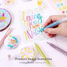 languo 72 Colours 1 Set Neutral Pen Gift Set, 1.0mm Push Nib, Stackable Colours, High Capacity Ink, Professional Painting Supplies Suitable For Wood, Stone, Glass, Metal, Plastic, School Supplies - Multicolor - View 8