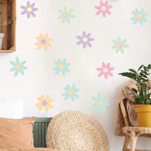 1pc Colorful Daisy Floral Flower Wall Stickers Decals For Bathroom Kitchen Bedroom Playroom Home Wall Decor - Multicolor - View 1