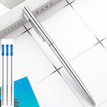 1-6Pcs Silver Gold Gun Black Rose Gold Metal Slim Ballpoint Pens Bulk Retractable Metallic Black Ink 1 Mm Medium Point Smooth Writing Pens For Wedding Business Hotel Office Supplies Students Teachers Men Women Present,Back To School - Multicolor - View 15