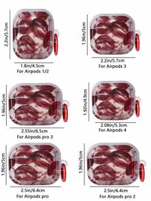 1个唇形图案蓝牙耳机保护套，带指环支架，兼容苹果1/2/3/4/Pro/Pro2/Pro3