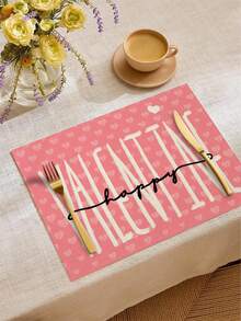 1pc/4pcs/6pcs/60pcs Valentine's Day Polyester Decorative Placemats, Pink Heart, Car, Balloon Placemats, Stain-Resistant, Suitable For Home, Restaurant, Dining Table Decor, Housewarming, Birthday Gifts - Multicolor - View 19