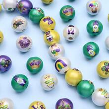 4Amazonia 10/50pcs/Set Carnival Wood Beads, Green Wood Spacer Beads, Polished Round Beads, Wooden Gras Craft Beads, DIY Craft Wreath Home Party Decor - Multicolor - View 3