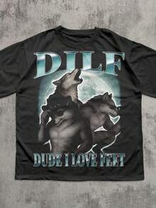 Dude I Love Feet Funny T-Shirt Dank Memes Shirt Silly Shirts Inappropriate Tshirt Werewolf Moon Tee Unhinged Clothes Wei - 黑色 - 查看 1