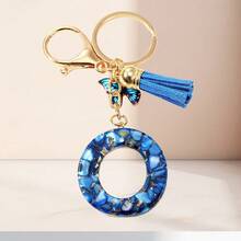 1个蓝色字母钥匙扣，可爱蝴蝶树脂钥匙链，适用于包包、背包、车钥匙，女士日常礼物 - 藍色 - 查看 18