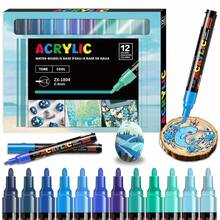 72 Colors Vivid Acrylic Marker Pen Set, 6 Color Systems, 1 Box Of 12 Gradient Colors, Non-Smudge Quick-Drying Markers, Medium Tip (2-3mm), Suitable For Rock Painting, Black Paper, Skateboard Decoration, Wood, Plastic, Canvas - Acrylic Markers - View 18