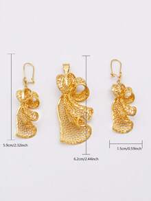 Bộ trang sức cưới mạ vàng, phù hợp cho nữ giới, có thể dùng làm quà cưới hoặc quà tặng cho vợ, bộ trang sức dây chuyền mặt dây chuyền và bông tai màu đen. - Vàng - Xem 7