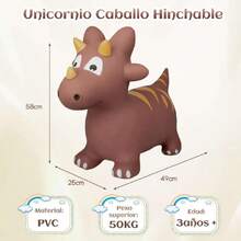 Unicornio Hinchable para Saltar Hinchable para Saltar, Inflables para Niños, Caballo Montable, Caballos de Juguete con Bomba, Juguetes para Niños 4-10 Años (Marrón - Triceratops),38969565 - Multicolor - Ver 2