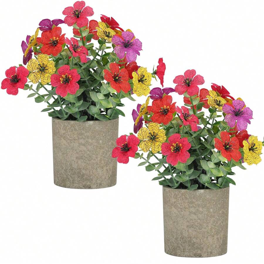 1 盆人造植物|包含桉树叶装饰，免维护且持久耐用|适合装饰书桌、客厅、咖啡馆和洗手间区域，营造活泼简约的室内氛围。 - 彩色 - 查看 1