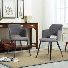 HOMEMAKE FURNITURE Conjunto de 2 Sillas de Comedor Modernas Asiento Tapizado con Respaldo de Diseño Vintage Pies Estables de Metal Sillas para Cocina y Sala de Estar Gris