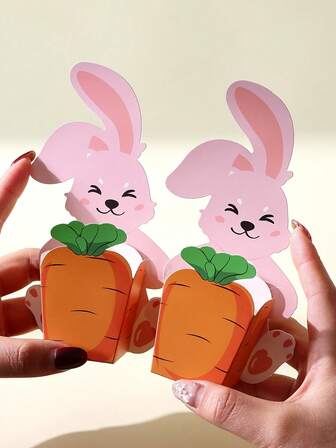 12件套复活节兔子篮礼盒套装，可爱兔子造型糖果盒，礼品包装盒，节日派对礼盒，复活节装饰品，家居装饰品，餐桌装饰品，复活节兔子装饰品，复活节快乐装饰品，复活节派对用品，复活节彩蛋寻宝派对用品，复活节礼物