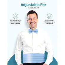 Churchill amp Co. Mens Formal Satin Bowtie and Cummerbund Set - Azulclaro - Ver 2