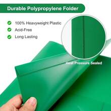 12-Pack Green Plastic Folders With Pockets, Fits 8.5 X 11 Inch Letter Size Papers, Poly Folders With 2 Pocket, For , Students, Teacher - Green - 查看 3
