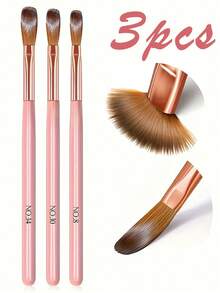 3pcs Pink Acrylic Nail Brushes - Size 8/10/14, Kolinsky Brushes For Acrylic Application, Ideal For Nail Extension And 3D Carving, Odorless, Gift, Travel, Date - Multicolor - View 9